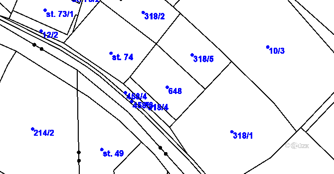 Parcela st. 648 v KÚ Hrochov, Katastrální mapa