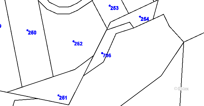 Parcela st. 706 v KÚ Hrochov, Katastrální mapa