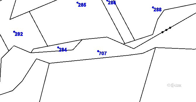Parcela st. 707 v KÚ Hrochov, Katastrální mapa