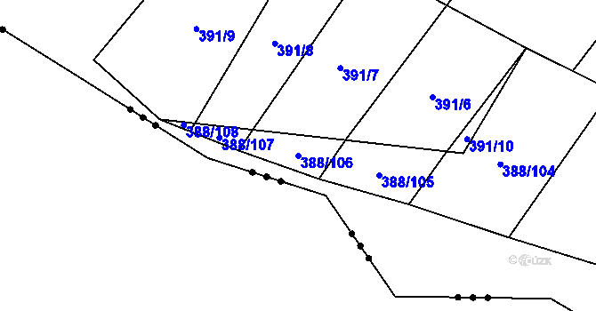 Parcela st. 388/106 v KÚ Lipová, Katastrální mapa