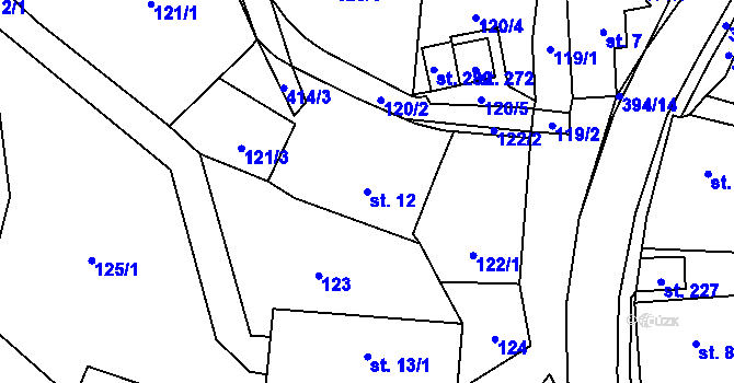 Parcela st. 12 v KÚ Lipová, Katastrální mapa