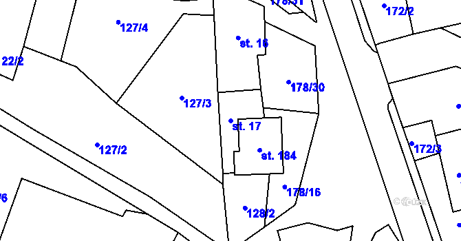 Parcela st. 17 v KÚ Lipová, Katastrální mapa