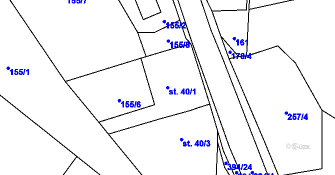 Parcela st. 40/1 v KÚ Lipová, Katastrální mapa