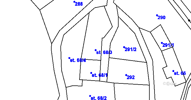 Parcela st. 68/3 v KÚ Lipová, Katastrální mapa