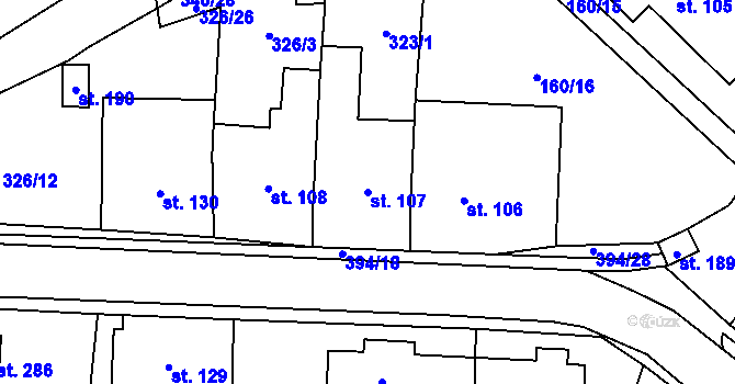 Parcela st. 107 v KÚ Lipová, Katastrální mapa
