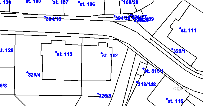 Parcela st. 112 v KÚ Lipová, Katastrální mapa