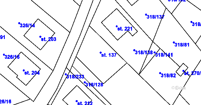 Parcela st. 137 v KÚ Lipová, Katastrální mapa