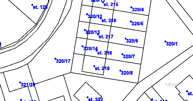 Parcela st. 218 v KÚ Lipová, Katastrální mapa