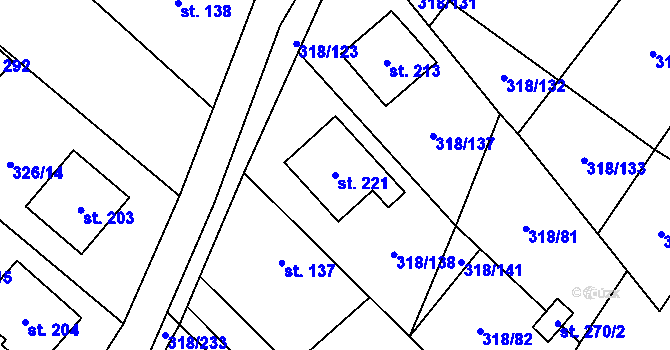 Parcela st. 221 v KÚ Lipová, Katastrální mapa