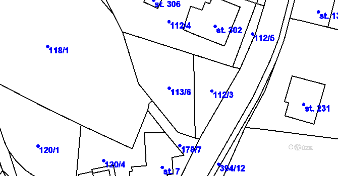 Parcela st. 113/6 v KÚ Lipová, Katastrální mapa