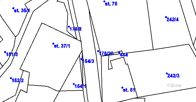 Parcela st. 178/26 v KÚ Lipová, Katastrální mapa