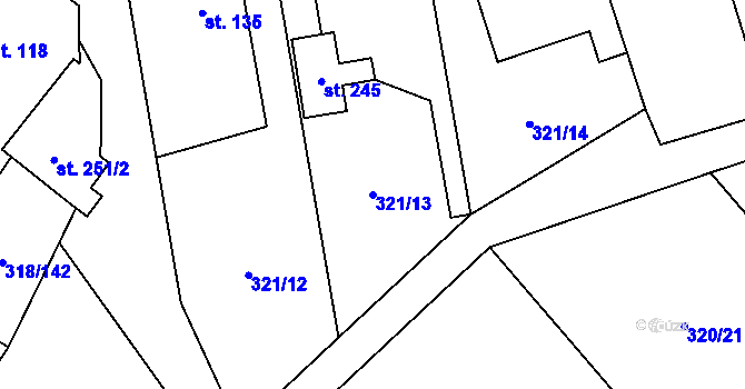 Parcela st. 321/13 v KÚ Lipová, Katastrální mapa