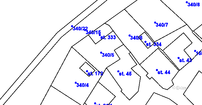 Parcela st. 340/5 v KÚ Lipová, Katastrální mapa
