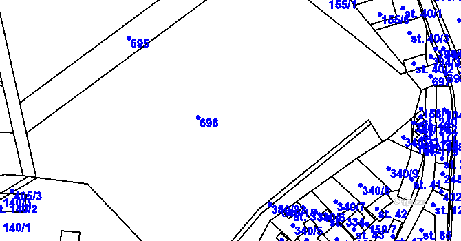 Parcela st. 340/11 v KÚ Lipová, Katastrální mapa