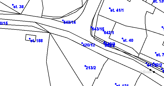 Parcela st. 420/12 v KÚ Lipová, Katastrální mapa