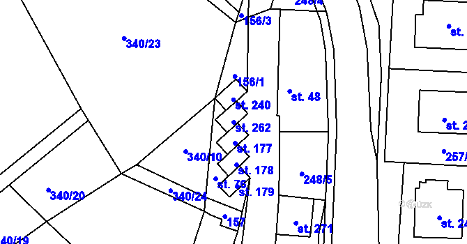 Parcela st. 262 v KÚ Lipová, Katastrální mapa