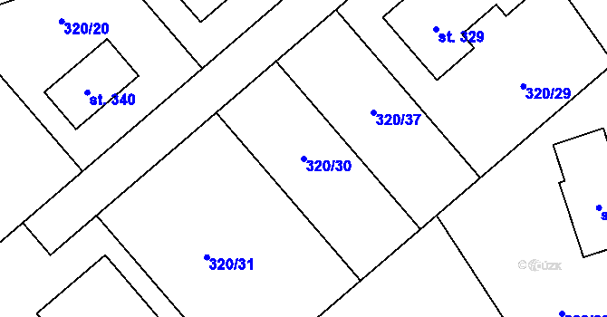 Parcela st. 320/30 v KÚ Lipová, Katastrální mapa