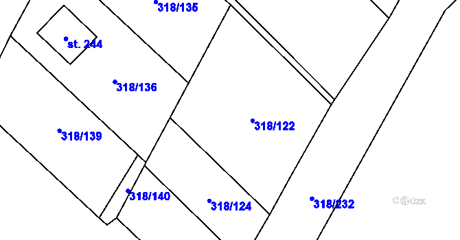 Parcela st. 318/147 v KÚ Lipová, Katastrální mapa