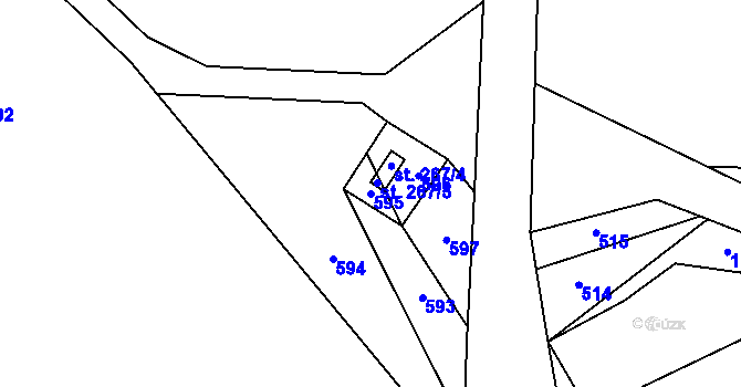 Parcela st. 595 v KÚ Lipová, Katastrální mapa