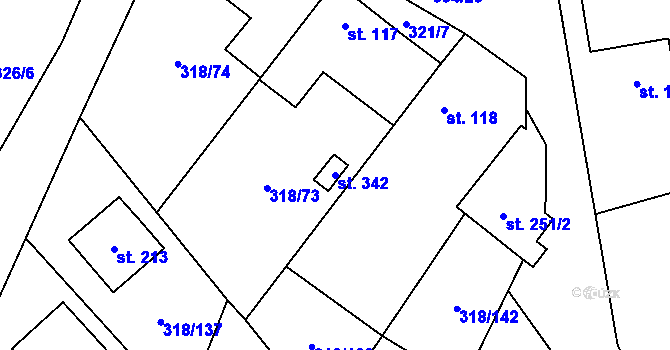 Parcela st. 342 v KÚ Lipová, Katastrální mapa