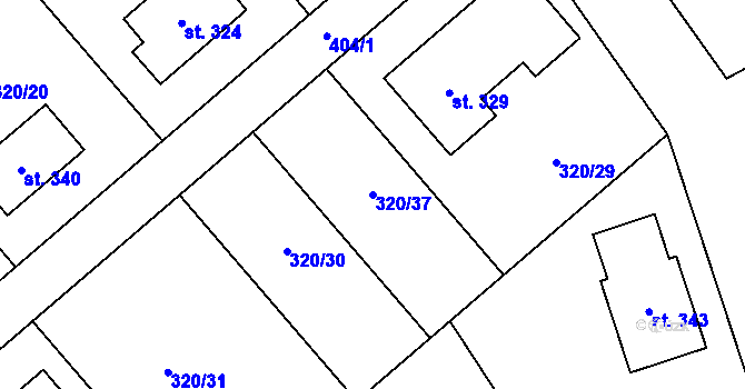 Parcela st. 320/37 v KÚ Lipová, Katastrální mapa