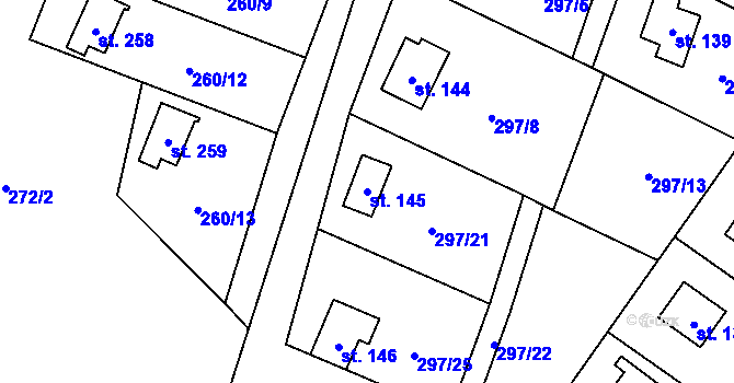 Parcela st. 145 v KÚ Seč u Lipové, Katastrální mapa