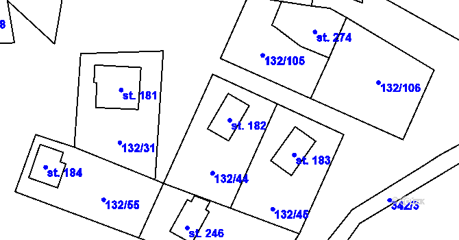 Parcela st. 182 v KÚ Seč u Lipové, Katastrální mapa