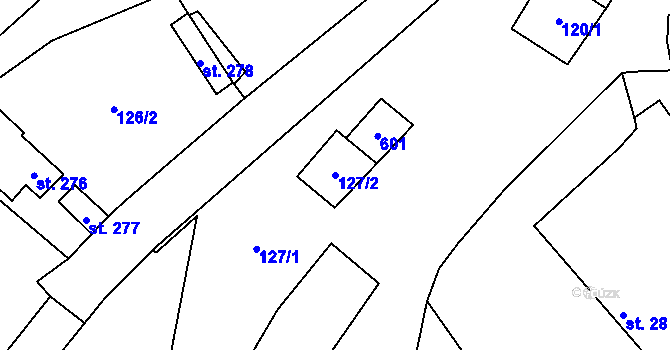 Parcela st. 127/2 v KÚ Seč u Lipové, Katastrální mapa