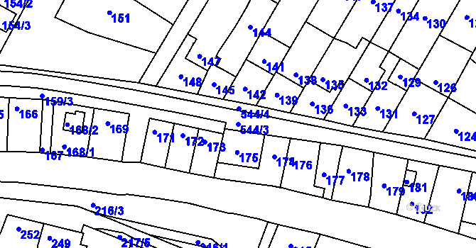 Parcela st. 544/3 v KÚ Křtomil, Katastrální mapa