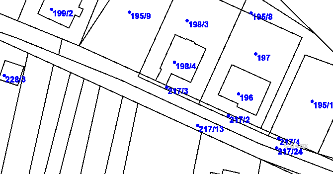 Parcela st. 217/3 v KÚ Křtomil, Katastrální mapa