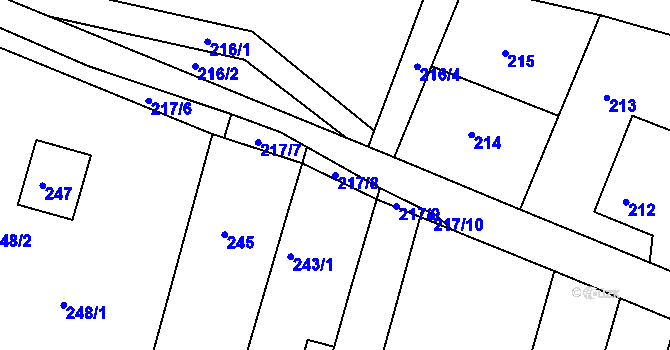 Parcela st. 217/8 v KÚ Křtomil, Katastrální mapa