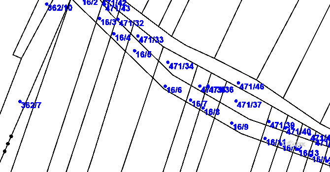 Parcela st. 16/6 v KÚ Křtomil, Katastrální mapa