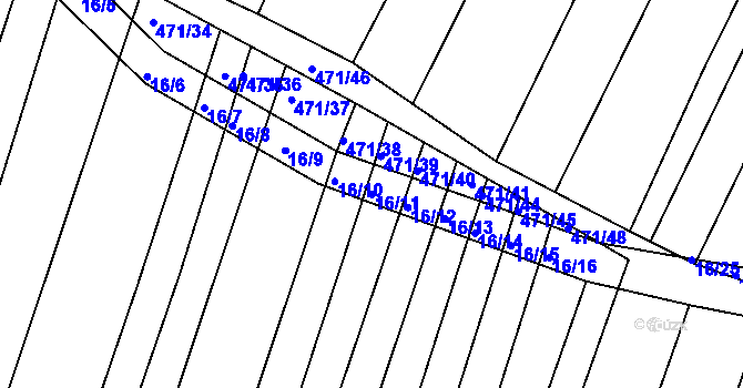 Parcela st. 16/11 v KÚ Křtomil, Katastrální mapa