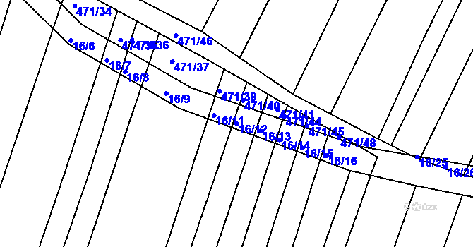 Parcela st. 16/12 v KÚ Křtomil, Katastrální mapa