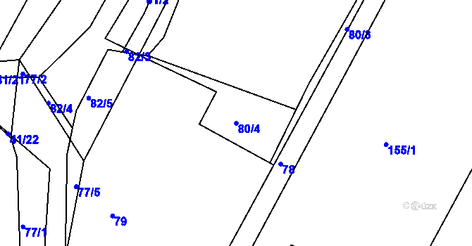 Parcela st. 80/4 v KÚ Křtomil, Katastrální mapa