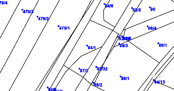 Parcela st. 84/1 v KÚ Křtomil, Katastrální mapa