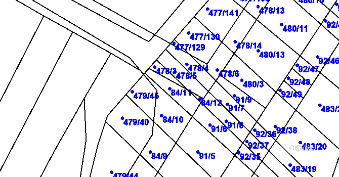 Parcela st. 84/11 v KÚ Křtomil, Katastrální mapa