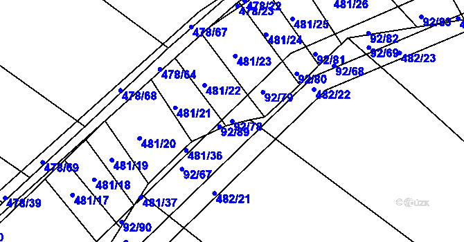 Parcela st. 92/78 v KÚ Křtomil, Katastrální mapa