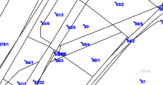 Parcela st. 98/4 v KÚ Křtomil, Katastrální mapa
