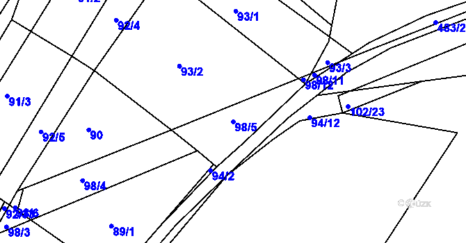 Parcela st. 98/5 v KÚ Křtomil, Katastrální mapa