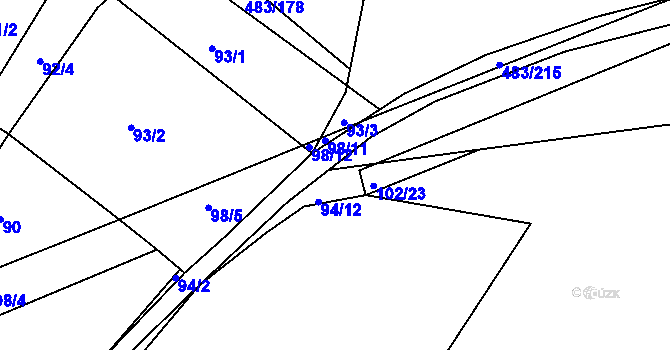Parcela st. 98/9 v KÚ Křtomil, Katastrální mapa