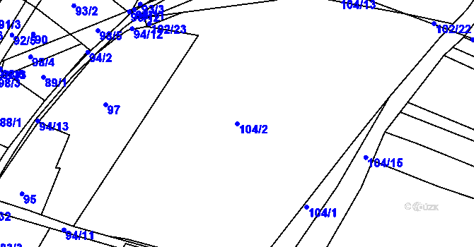 Parcela st. 104/2 v KÚ Křtomil, Katastrální mapa