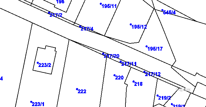 Parcela st. 217/20 v KÚ Křtomil, Katastrální mapa