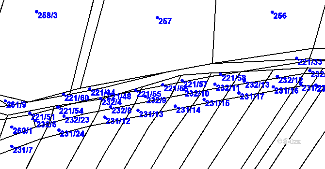 Parcela st. 221/56 v KÚ Křtomil, Katastrální mapa