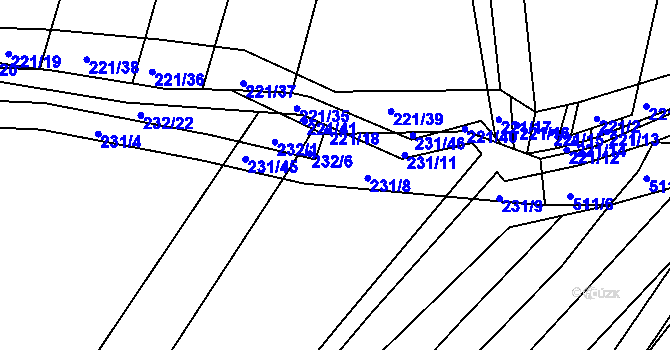 Parcela st. 231/1 v KÚ Křtomil, Katastrální mapa