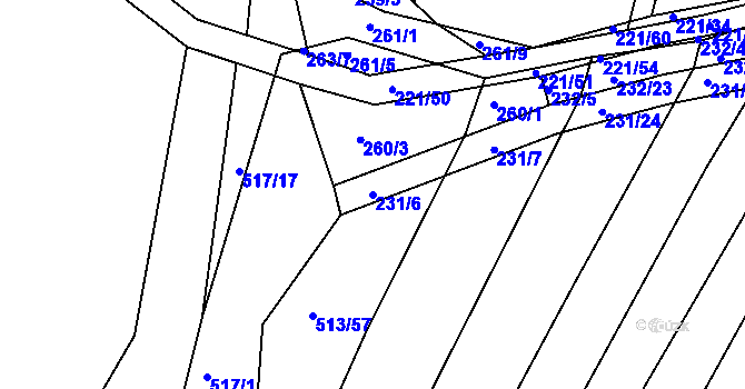 Parcela st. 231/6 v KÚ Křtomil, Katastrální mapa