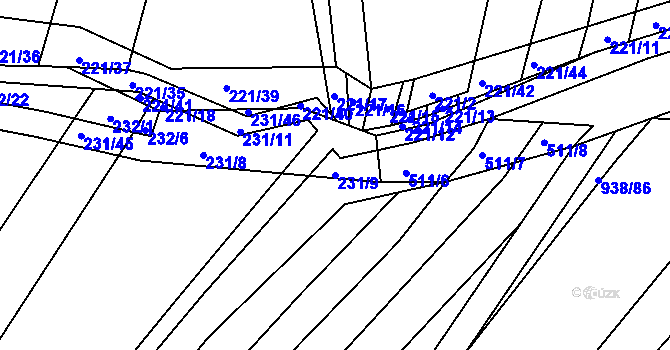 Parcela st. 231/9 v KÚ Křtomil, Katastrální mapa