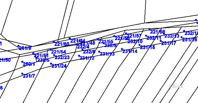 Parcela st. 231/13 v KÚ Křtomil, Katastrální mapa