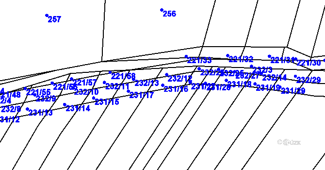 Parcela st. 231/16 v KÚ Křtomil, Katastrální mapa