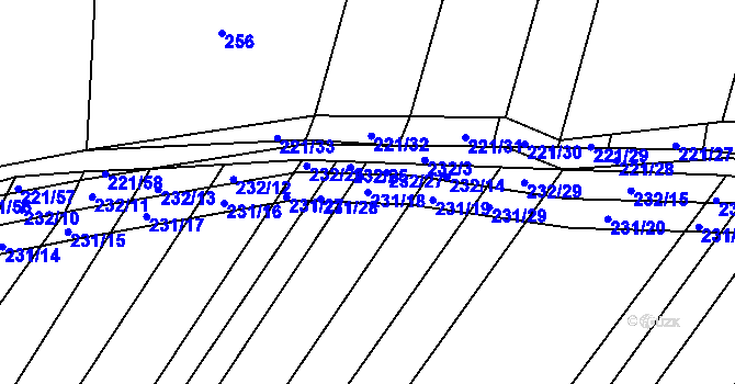 Parcela st. 231/18 v KÚ Křtomil, Katastrální mapa